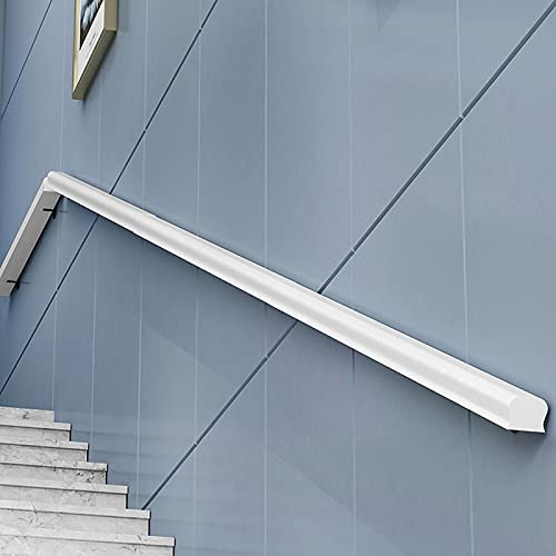 Pasamanos de madera para escaleras de interior y exterior antideslizante, con barra de soporte de pasillo de fácil instalación, 5 cm de diámetro, color blanco, 100 cm de longitud