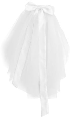 COLLBATH Brautschleier Mit Schleifendekor Hochzeitsschleier Braut Kopfschmuckaccessoire Hochzeitszeremonie