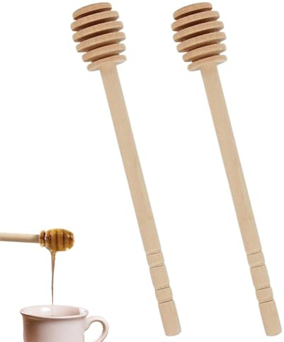 Wooden Honey Mixing Stirrer, 2Pcs 6 Inch Honey Dipper Sticks Honey Spoon