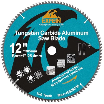 EXFEIN Disque à tronçonner en métal de 305 mm pour l'aluminium, les métaux non ferreux, 100 dents, avec alésage de 25,4 mm