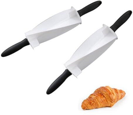 Croissant Cutter, 2Pcs Croissant Dough Cutter Rolling Pin Pastry Cutter Tool for Croissant Crescent Rolls Dough Pastry Wheel for Homemade Croissants Baked Desserts