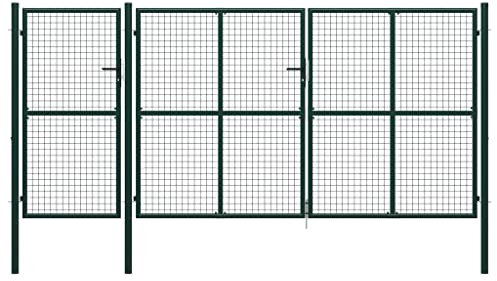 Xichuzi Puerta de jardín de Acero Verde 400x150 cm, Puertas para Jardin, Puertas De Exterior, Valla Jardín, Rejas para Puertas De Entrada - 144313