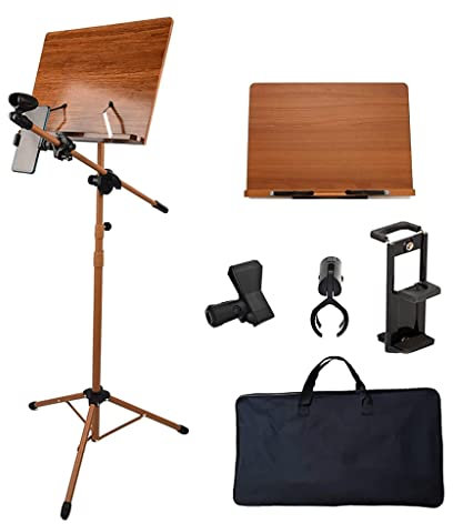 Tragbarer Notenständer aus Holz, höhenverstellbar 71,1 cm 180,3 cm, bodenstehend, Notenhalter, Bücherregal (Stil 1)