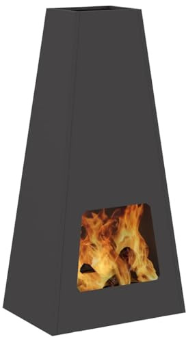 vidaXL Hoguera Negro 50 x 35 x 100 cm Acero, Chimenea Exterior Moderna en Forma de Cono, Fuente de Calor Duradera para jardín y terraza, fogón Resistente al Clima