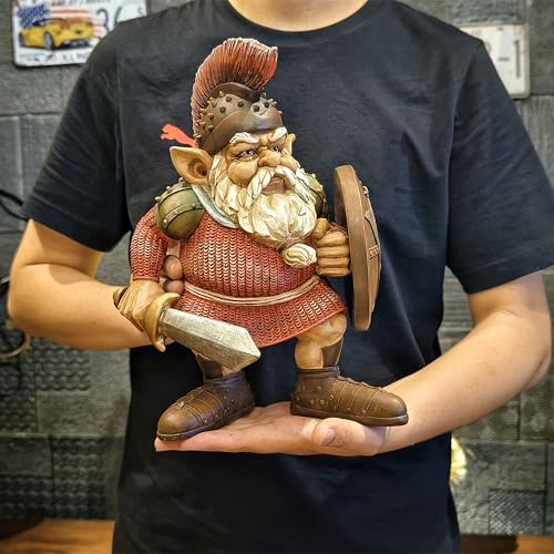 OUTOUR Large Viking Beard Warrior Garden Gnome Statue 11.8 Inch Norse Decor for Home Office Outdoor Funny Vintage Collectible