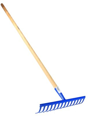 Râteau - Manche en Bois, 14 Dents, idéal pour Le Jardinage, Robuste et Durable, Parfait pour ratisser Les Feuilles et Les Mauvaises Herbes