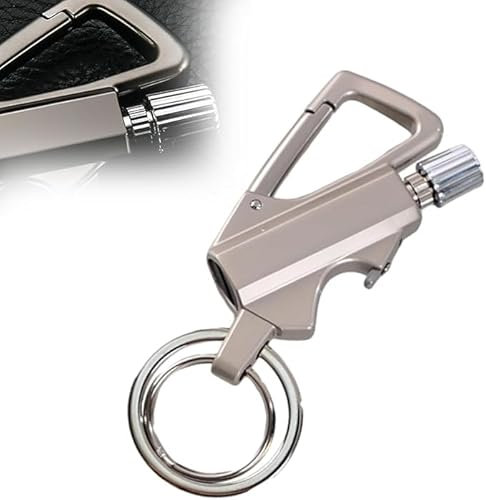 Accendino infinito permanente con apribottiglie multifunzione, con portachiavi multiuso, riutilizzabile, impermeabile, per uso esterno (argento)