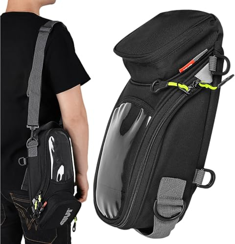 de sillín – de Tanque – de Tanque de Motocicleta | Almacenamiento de Tela Oxford con Soporte para teléfono móvil, Tiras Reflectantes de 31 cm, Impermeable incluida para
