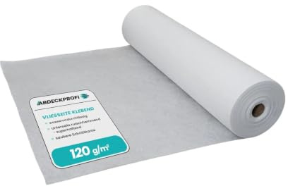 Abdeckvlies selbstklebend – 120 g/m² - 1m x 5m (5m²) | Renovierungsvlies, Malervlies, Abdeckvlies selbsthaftend, Treppenvlies
