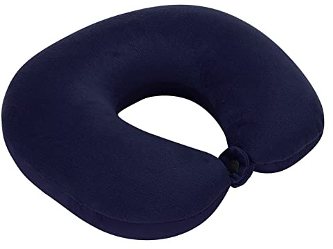 Oreiller de voyage en mousse à mémoire de forme 100 % pure en forme de U, Coussin de Voyage Enfant Adulte Portable, Tour de Cou Avion Neck Pillow pour Chaise d'avion, Voiture, Bureau (Bleu marine)