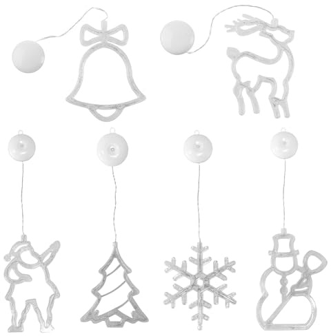 CATCHLUCK Christmas Window Lights Decorations Xmas Window Decoration with Suction Cups, 6 Pack Battery Powered LED Sucker Lamp for Xmas Tree, Fireplace, Indoor/Outdoor Decoration