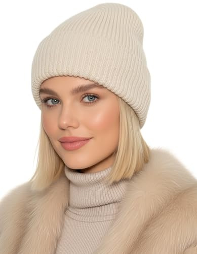 Baesics Beanie Mütze Damen - Angora Strickmütze Winter warm gefüttert weich | Weich und dehnbar mit Fleecefutter, sitzt bequem in Einheitsgröße. Für Herbst, Winter und als Geschenkidee