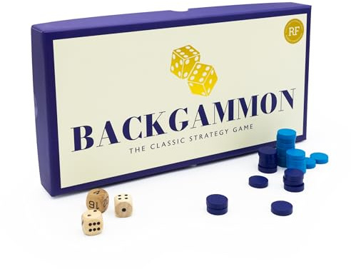 Backgammon | Classic Strategy Board Game in Premium Gift Box | Timeless Family & Travel Game, Navy and Cream