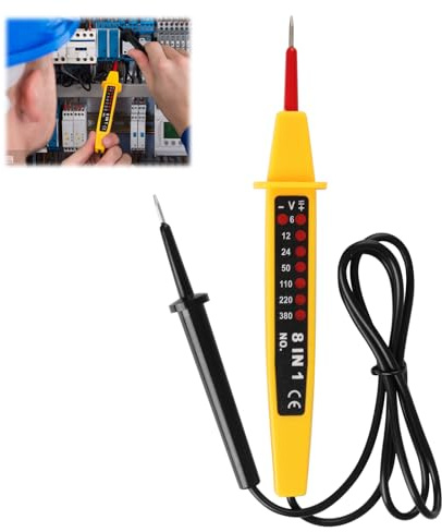 6V~380V Electric Circuit Tester 8 in 1 AC/DC Voltage Tester with Two-Pole Continuity Detector Pen Relay Testers for Automotive Fuse Relays Low Voltage Systems Electrical Wires for Electrical Safety