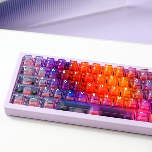 Frosted Translucent Gradient Keycaps, 3D Painting ABS Cherry Profile Keycaps(Flower)