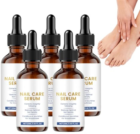 Nagelpflegeserum mit Nagelhautöl und Nagelstärkungsmittel - Nagelreparatur für Wachstum und beschädigte Nägel - Nagelhärter Extra stark mit stärkendem Lack für Zehennägel und Fingernägel (5 Flaschen)