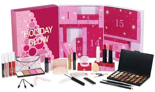 Clawrex Beauty Adventskalender 2025, 24 Stück Adventskalender 2025 Frauen Makeup Set Für Bestes Schminke Geschenkset, Chrismas Schminke Kit, Exquisite Kosmetik mit Lidschatten, Lippenstift, Mascara
