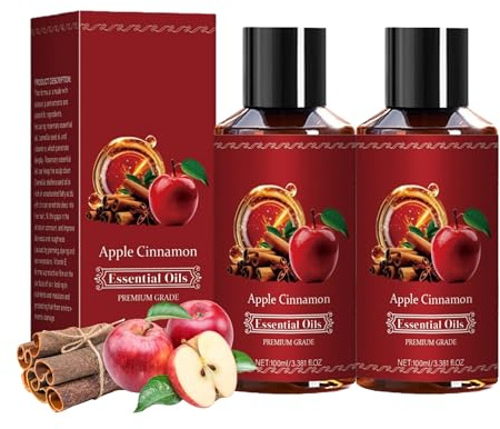 Apple Cinnamon Essential Oil, duftöl zimt, Ätherisches Apfel-Zimt-Haaröl, Trockenes und Krauses Haar Pflegen, Herbst duftende, Seidig Glattes Haar, Kräftiges und Widerstandsfähiges Haar (10ml, 2)