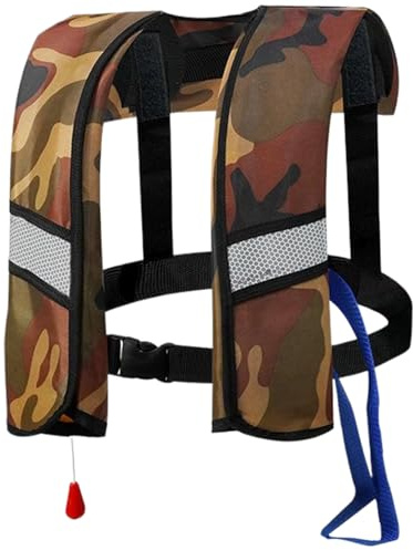 Chalecos Salvavidas, Chaleco Salvavidas automático Inflable de Nailon con Hebilla Ajustable con Tiras Reflectantes y Silbato, Chaleco portátil para Deportes acuáticos para Adultos, niños