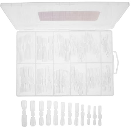 Hemobllo 120 Puntas Transparentes para Extensión de Dedos con Escala Doble Función para Manicura Principiantes y Sesiones Grupales
