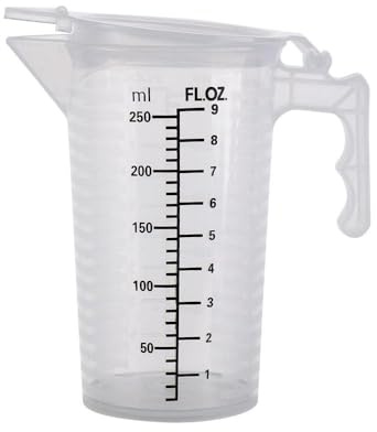 100/250/500ML Transparent Plastic Measuring Cup with Handle, Clear Water Jug Liquid Container with Lid Kitchen Tool(250ML)