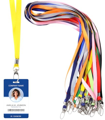 XRVRILE 30 Piezas Lanyard para Llaves de Cuello, Cinta Porta Llaves con Mosquetón para Oficina, Trabajo y Credencial, 10 Colores con bolsa de almacenamiento
