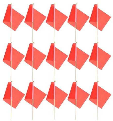 UKCOCO 20 Mini Bandiere Rosse Portatili 14X21 CM su Bastoni in Legno Resistenti per Eventi Sportivi Raduni All’Aperto e Celebrazioni Festive