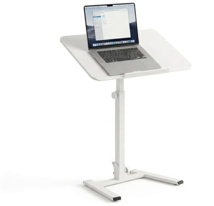 MUSSO AnyDesk D7 mobilt laptopbord höjdjusterbart (75–108 cm), hopfällbart ståbord med lutbar 0–90°, ergonomiskt sidobord (vitt, 1 styck)