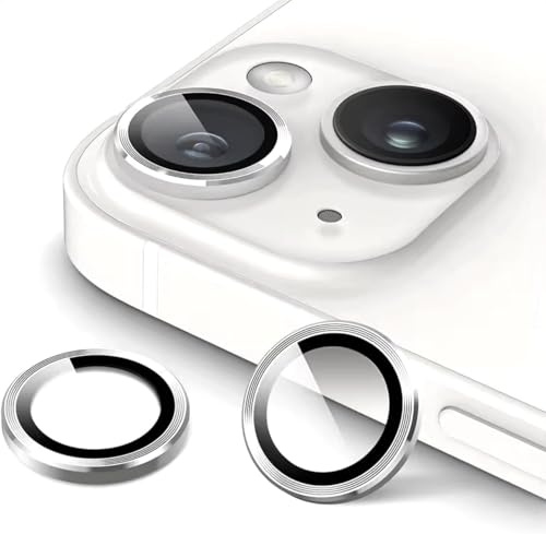 KK KENIK Camera Lens Protector For iPhone 13/13 Mini, Ring Design, 9H Tempered Glass, Waterproof, Scratch-proof For iphone 13/13 Mini Camera Lens Protector (Silver Colour)
