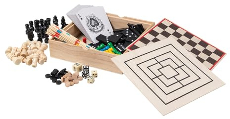 EUROtops Spielbrett-Set aus Holz, Schach, Dame, Backgammon, Domino, Mikado