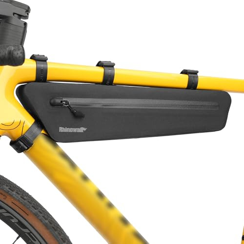 Rhinowalk Cykelramväska triangel 1,9 l, stor vattentät ramväska med remfäste, TPU cykelväska med sidofack för vägcykel och gravel