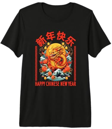 Joyeux Nouvel an Chinois 2024 Année du Dragon Matching T-Shirt Haut de Gamme