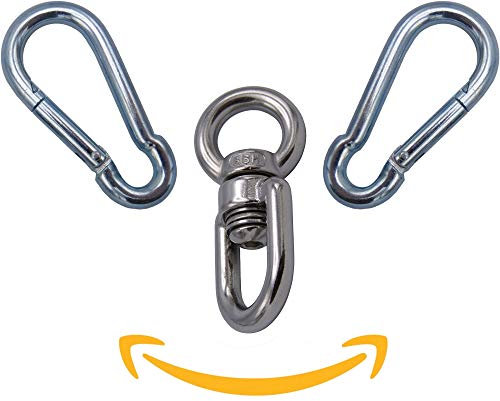 KLIFFHÄNGER Edelstahl Dreh-Wirbel – Kugellager für geräuschloses Drehen mit Zwei Karabiner für Hängesessel | bis 140 KG
