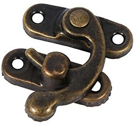 Haofy Serratura Antica, 12X Antique Sinistra/Destra Gancio a Scatto Hasp Chiusura Corno Cassetto Cerniera Armadietto con Viti Decorativo Gioielli Vino Scatola di Legno(right-Bronze)