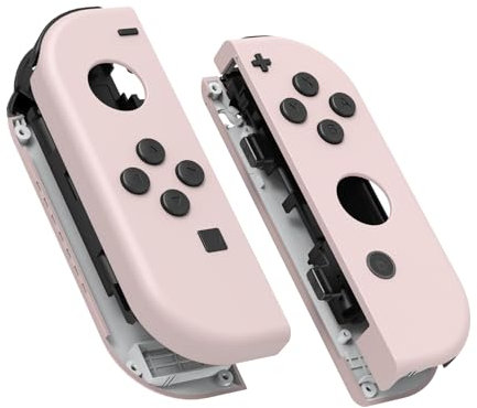 eXtremeRate Joycon Shell & Tasten, Matt DIY-Ersatz Gehäuse Grips Skin Hülle & Knöpfe Buttons Umbau Set für Nintendo Switch/Switch OLED Joycon Controller-Pink [KEIN Joy Con]