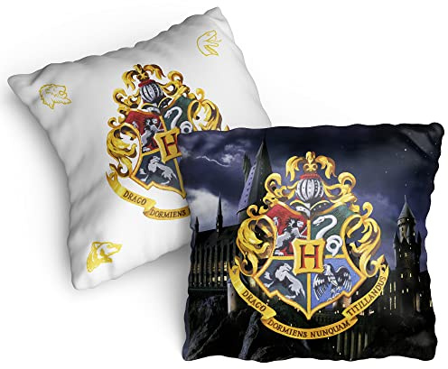 Harry Potter Kissen Hogwarts 40 x 40 cm Gryffindor Hufflepuff Ravenclaw Slytherin Ron Hermine Kopfkissen Dekokissen Reisekissen Schmusekissen Zierkissen Kuschelkissen Polster passend zur Bettwäsche