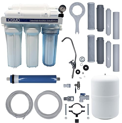 Equipo de Ósmosis Inversa Domestica iOSMO | Ósmosis Inversa 5 Etapas + 2 Recambio Filtros | Filtros y Membrana Universales | Diseño Exclusivo para iFONT (Fabricante: Hidro-Water S.L)