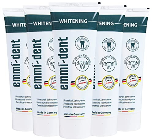emmi®-dent Dentifrice à Ultrasons Whitening I Dentifrice Blanchissant Doux I Idéal pour Les dents et Gencives Sensibles I Vegan I 5x 75 ml