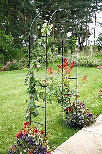 Garden Mile Arco da giardino con telaio in acciaio da 2,4 m, grande, resistente alle intemperie, per piante rampicanti per interni ed esterni, per rose, rampicanti, frutta, arco o piselli
