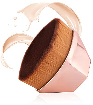 Foundation Make-up Pinsel Flat Top Kabuki Blütenform Gesicht Rouge Flüssige Puder Foundation Pinsel zum Mischen von Flüssigkeit, Creme oder makellosen Puder Kosmetik mit Schutzhülle (Roségold)