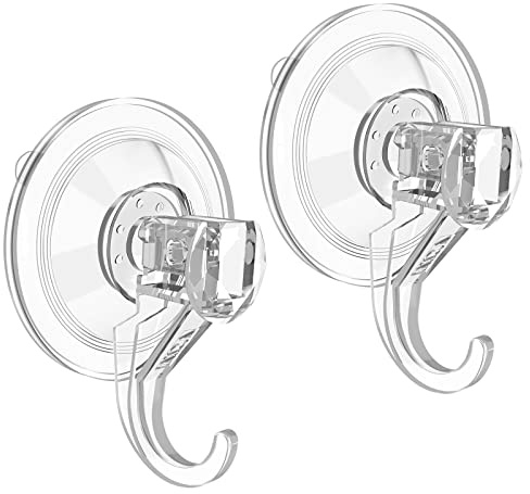 VIS'V Colgador de corona, ganchos grandes transparentes y resistentes para corona de ventosa, 22 libras extraíbles para ventana de vidrio fuerte para puerta, ventosa para decoración de corona de