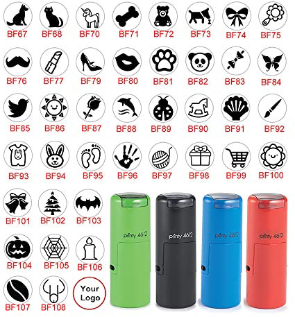 iStampStore Kleiner Selbstfärbender Stempel - Individueller Treuestempel für Treuekarten - Mini-Format - 15 Farben zur Auswahl