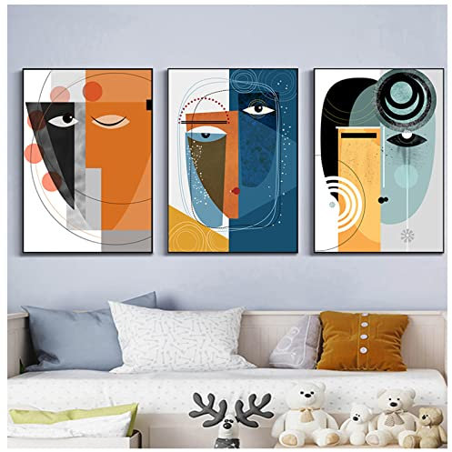 Printed Paintings Leinwand Gesichter Geometrische Abstrakte Leinwand Malerei Zeitgenössische Wandkunst Bilder Poster Und Drucke Wohnzimmer Dekoration 60x80cm