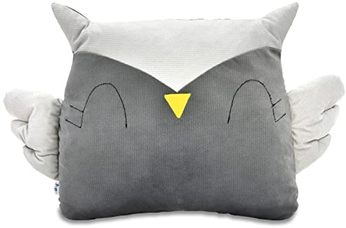 Pepi Eulen Kissen Kinder Kuschelkissen 42×35cm - Kuscheltier Eule Kuschelkissen Kinder Kissen Kinderzimmer - Eulen Deko Dark Grey