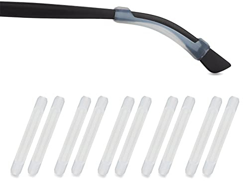 Pilotfish Basics Silikon-Brillenspitzen-Brillenhalter, Sonnenbrillen-Brillenhalter, Lesebrillen-Ohrgriff und Zubehör, Premium-Anti-Rutsch-Brillenhalter, 5 Paar (klar, 5 Paar) klar