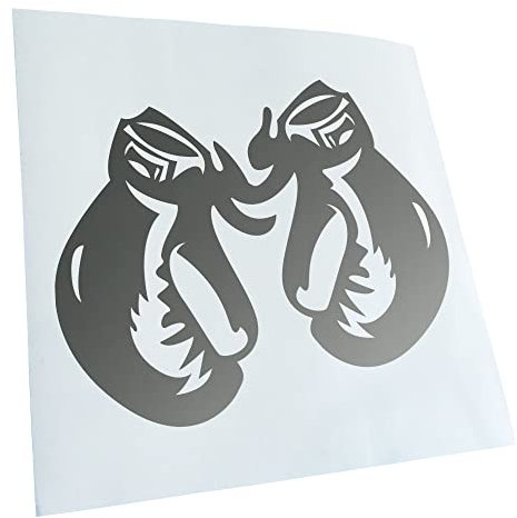 Kiwistar - Autoaufkleber - Silber - 30x25cm Boxhandschuhe - Heckscheibe Auto Aufkleber wetterfest für Kfz LKW Mofa Truck - Sticker außen selbstklebend Tuning Zubehör für Fenster Fahrzeug Scheibe
