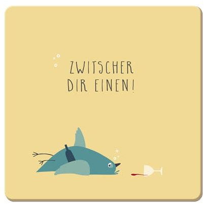 Grafik Werkstatt lustiger Untersetzer aus Kork | Zwitscher dir einen!, Bunt