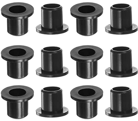 sourcing map 12pcs Flanged Sleeve Bearings 8mm Bore 10.6mm OD 12mm Length Nylon Bushings for Shaft, Black