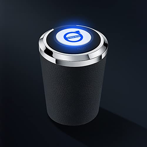 SSJCVD Auto Posacenere per Volvo C40 S60L S90 XC Classic XC40 Autoestinguente Portatile con Luce LED Coperchio Accessori,8 * 10