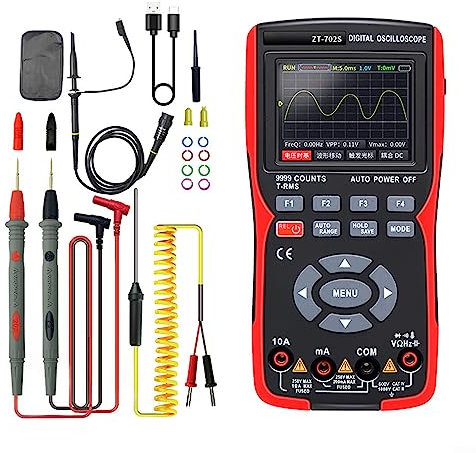 Osciloscopio manual, multímetro digital 9999 Counts, prueba de voltaje y corriente CC/CA
